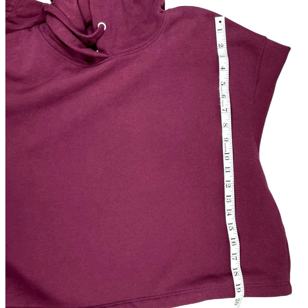 Calvin Klein Cropped Hoodie Sweatshirt- Burgundy - Size L - Picture 6 of 8